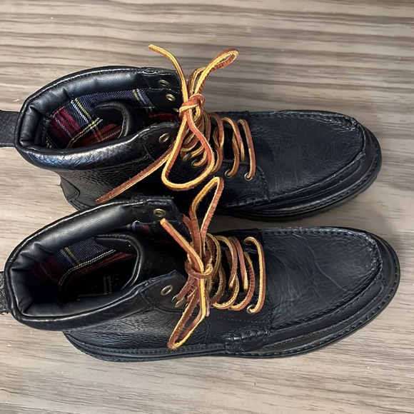 POLO RALPH LAUREN MEN’S WILINGCOTT BLACK LEATHER BOOTS 9D - Picture 11 of 16